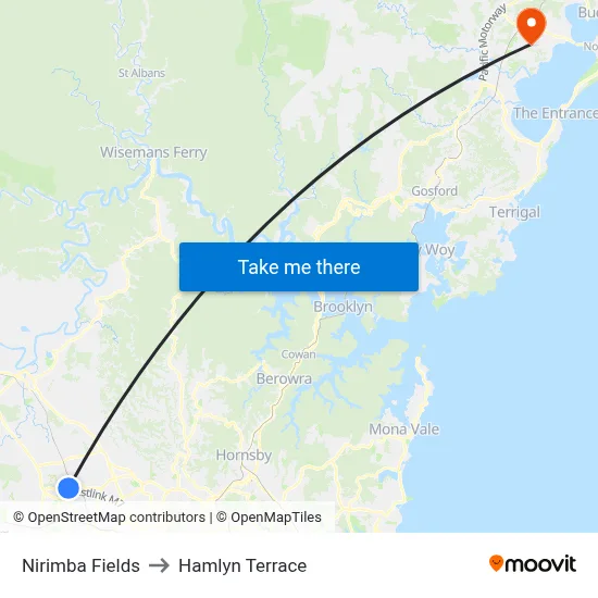 Nirimba Fields to Hamlyn Terrace map