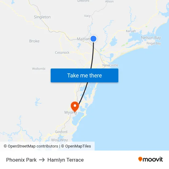 Phoenix Park to Hamlyn Terrace map