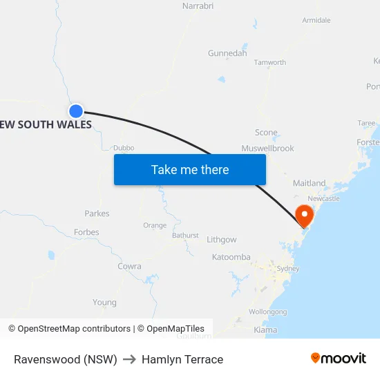 Ravenswood (NSW) to Hamlyn Terrace map