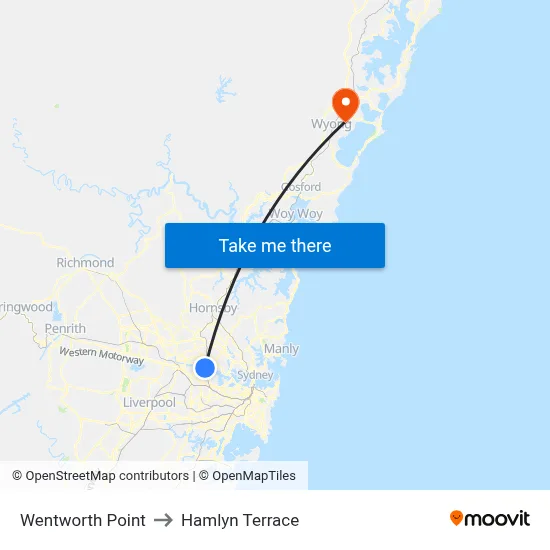 Wentworth Point to Hamlyn Terrace map