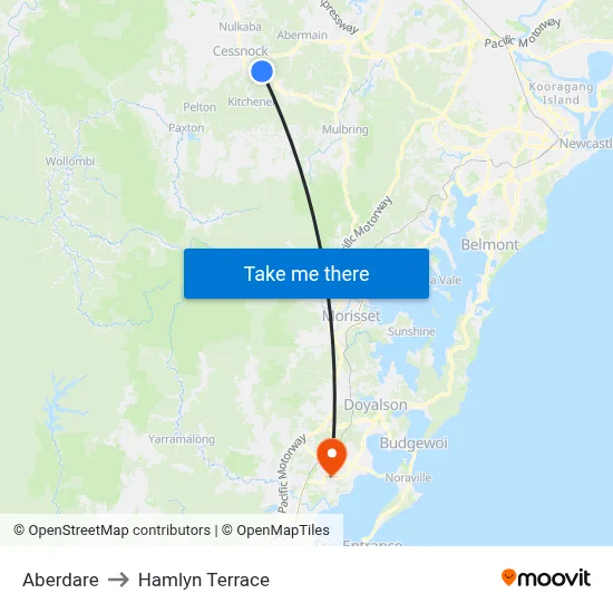 Aberdare to Hamlyn Terrace map