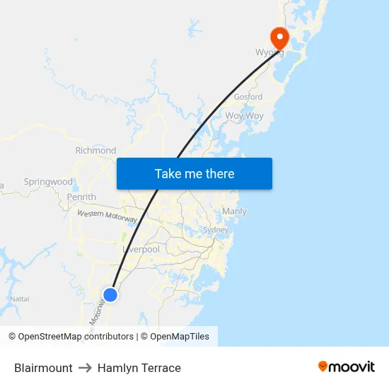 Blairmount to Hamlyn Terrace map