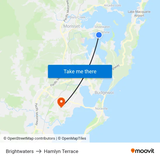 Brightwaters to Hamlyn Terrace map