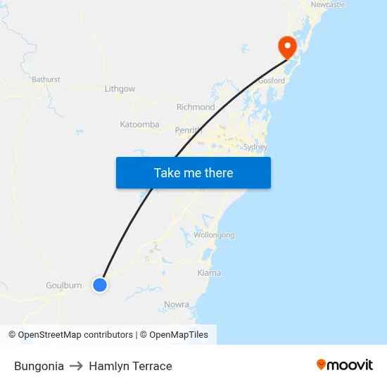 Bungonia to Hamlyn Terrace map
