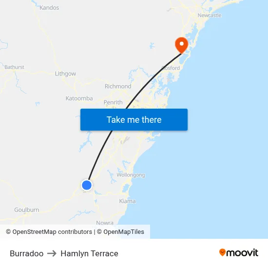 Burradoo to Hamlyn Terrace map
