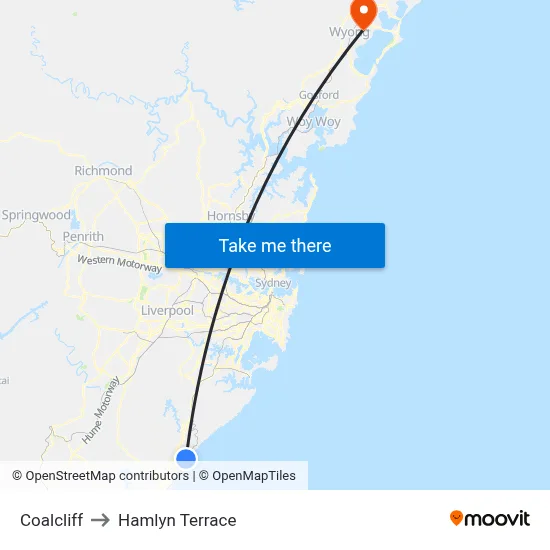 Coalcliff to Hamlyn Terrace map