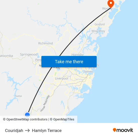 Couridjah to Hamlyn Terrace map