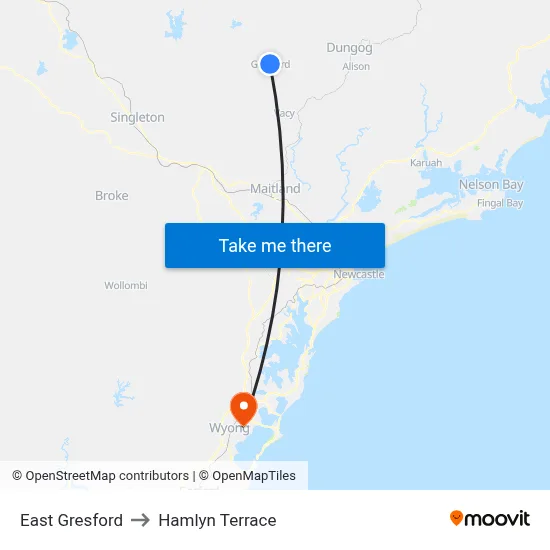 East Gresford to Hamlyn Terrace map