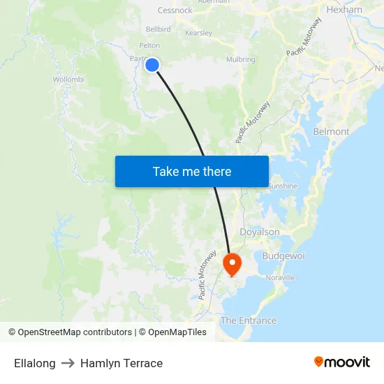 Ellalong to Hamlyn Terrace map