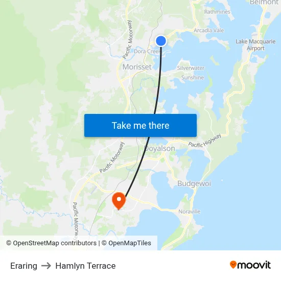 Eraring to Hamlyn Terrace map