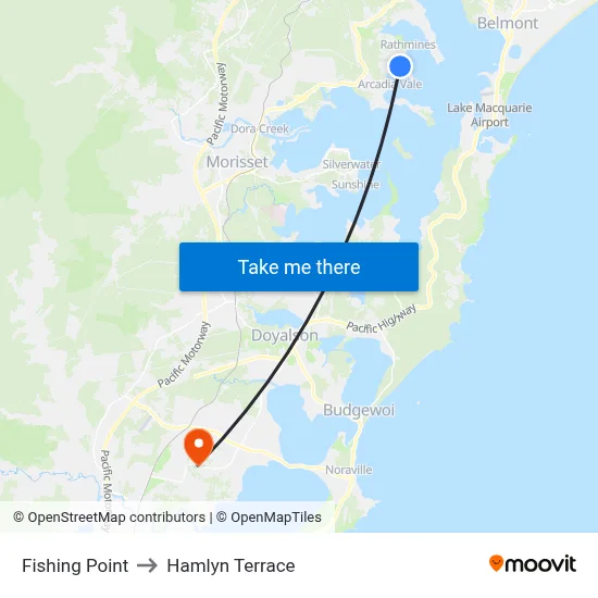 Fishing Point to Hamlyn Terrace map