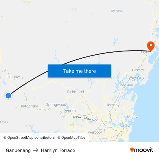 Ganbenang to Hamlyn Terrace map