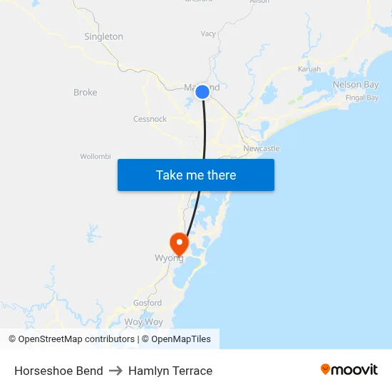 Horseshoe Bend to Hamlyn Terrace map