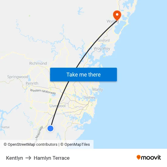 Kentlyn to Hamlyn Terrace map