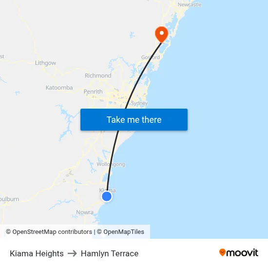 Kiama Heights to Hamlyn Terrace map