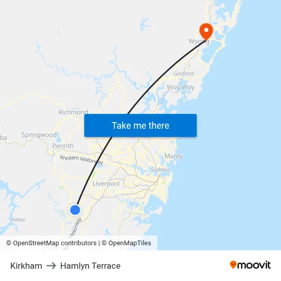 Kirkham to Hamlyn Terrace map