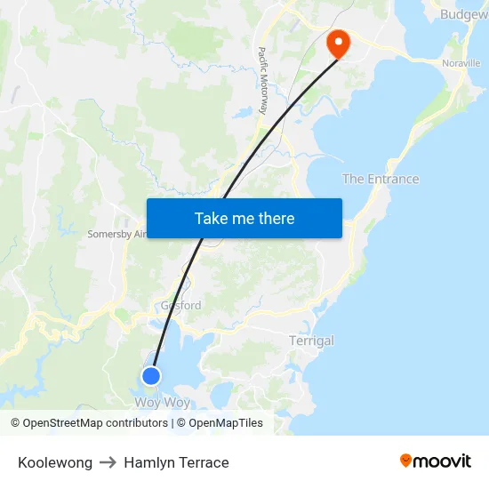 Koolewong to Hamlyn Terrace map