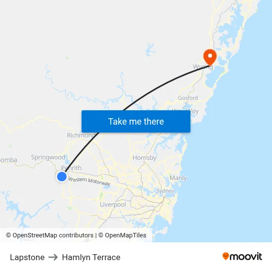 Lapstone to Hamlyn Terrace map