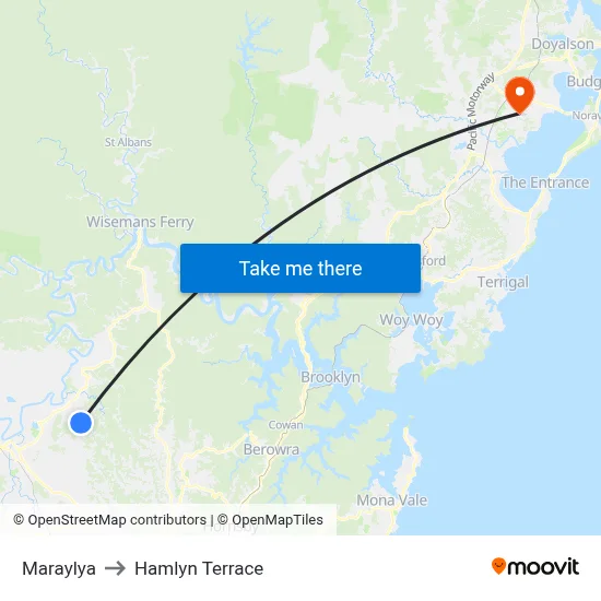 Maraylya to Hamlyn Terrace map
