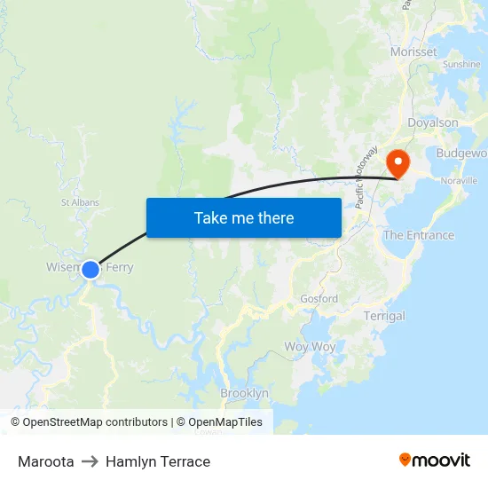 Maroota to Hamlyn Terrace map