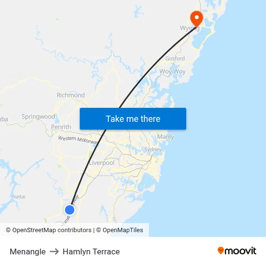 Menangle to Hamlyn Terrace map