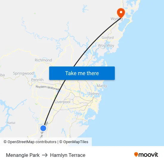 Menangle Park to Hamlyn Terrace map