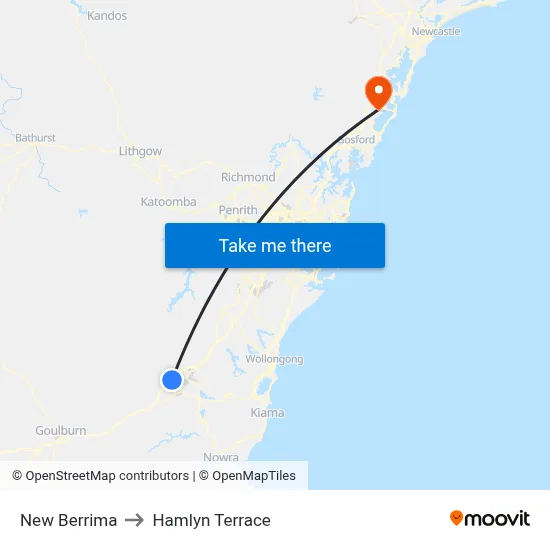 New Berrima to Hamlyn Terrace map