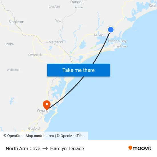 North Arm Cove to Hamlyn Terrace map
