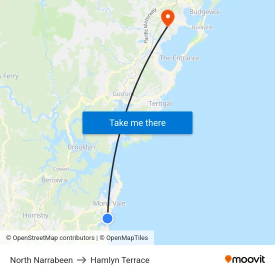 North Narrabeen to Hamlyn Terrace map