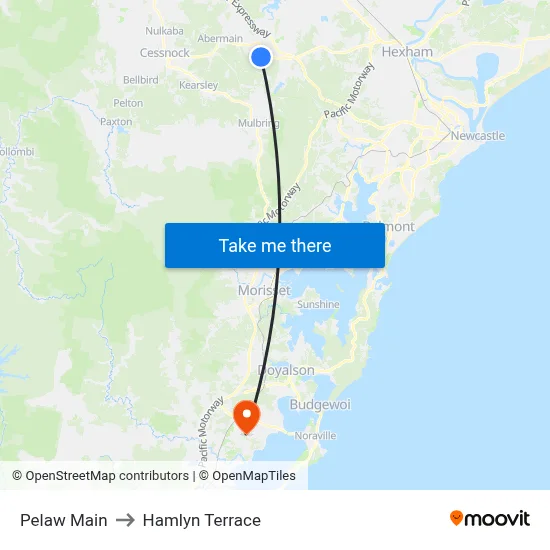 Pelaw Main to Hamlyn Terrace map
