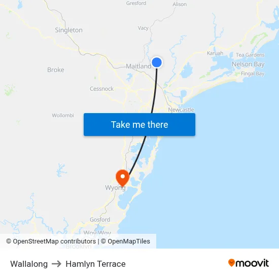 Wallalong to Hamlyn Terrace map