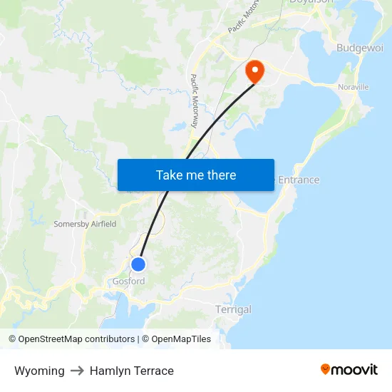 Wyoming to Hamlyn Terrace map
