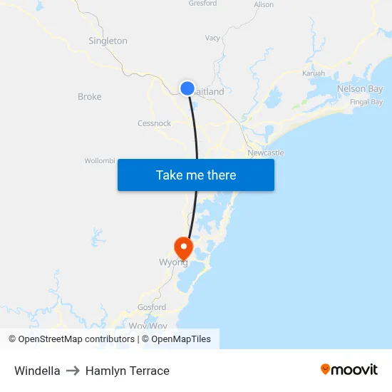 Windella to Hamlyn Terrace map