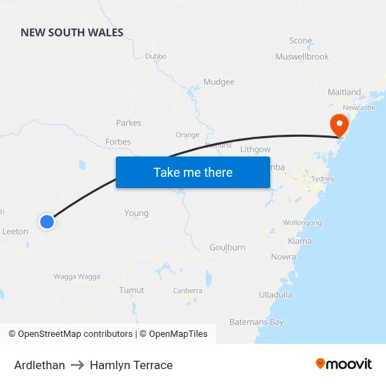 Ardlethan to Hamlyn Terrace map