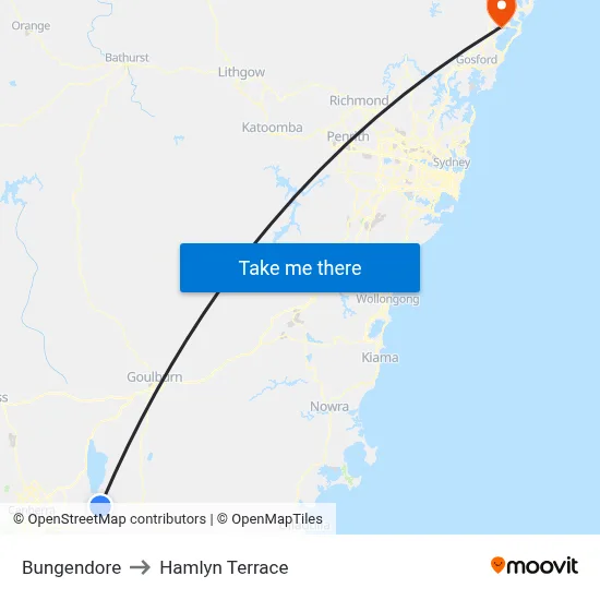Bungendore to Hamlyn Terrace map