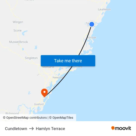 Cundletown to Hamlyn Terrace map