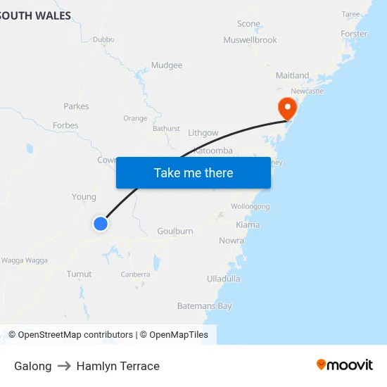 Galong to Hamlyn Terrace map