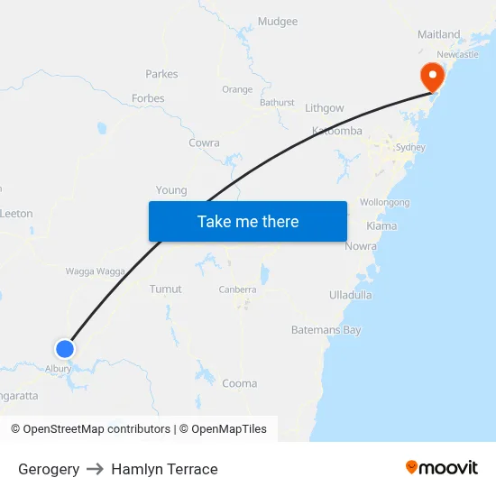 Gerogery to Hamlyn Terrace map