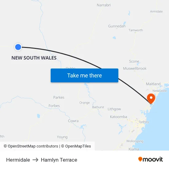 Hermidale to Hamlyn Terrace map