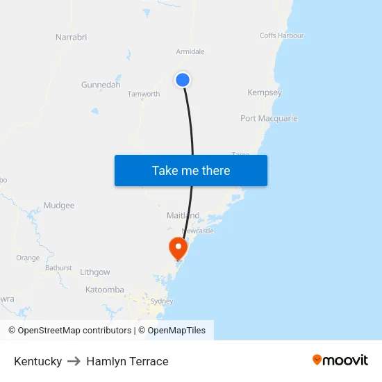 Kentucky to Hamlyn Terrace map