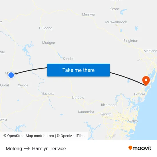 Molong to Hamlyn Terrace map