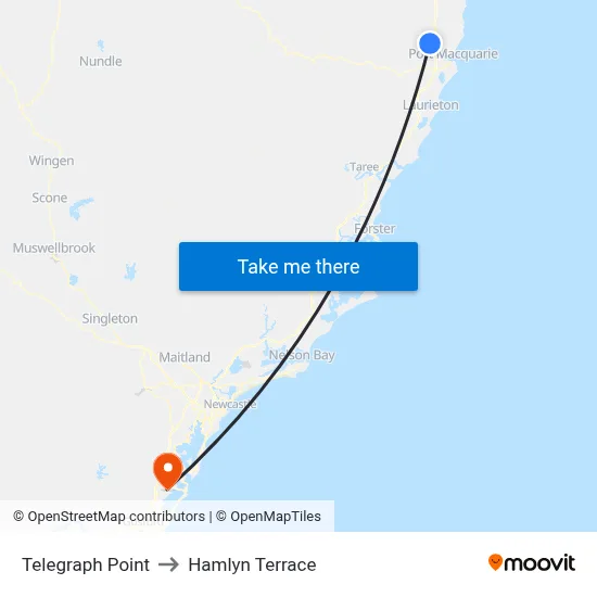 Telegraph Point to Hamlyn Terrace map