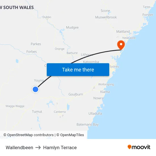 Wallendbeen to Hamlyn Terrace map