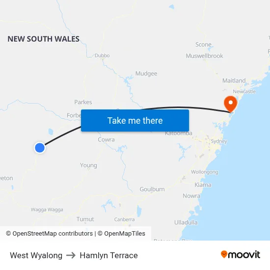 West Wyalong to Hamlyn Terrace map