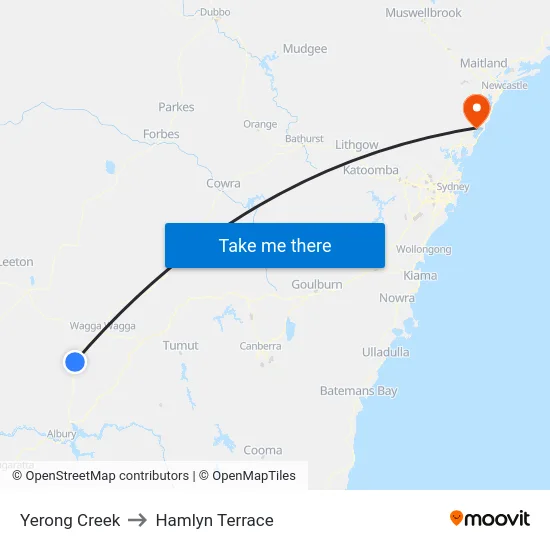 Yerong Creek to Hamlyn Terrace map