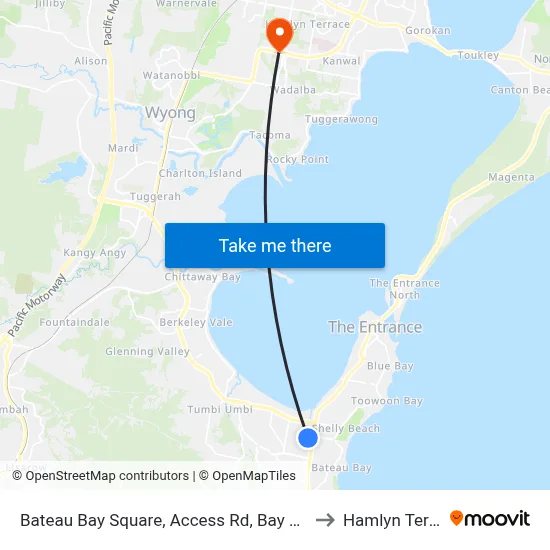 Bateau Bay Square, Access Rd, Bay Village Rd to Hamlyn Terrace map