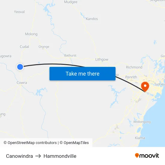 Canowindra to Hammondville map