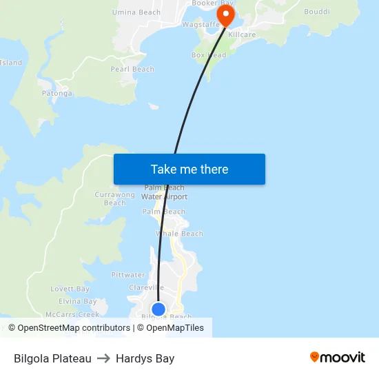 Bilgola Plateau to Hardys Bay map
