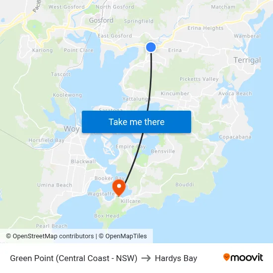 Green Point (Central Coast - NSW) to Hardys Bay map