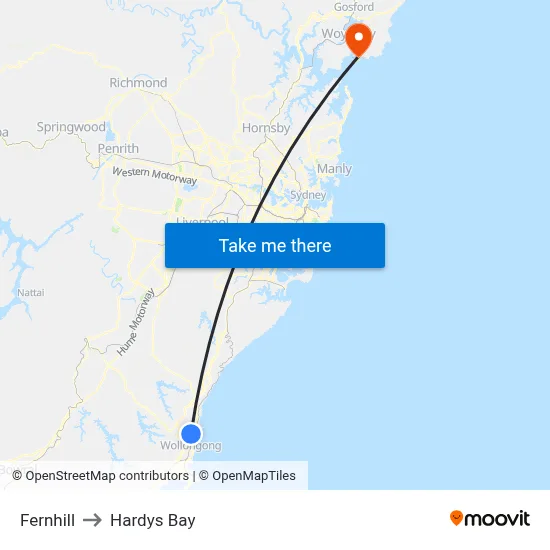 Fernhill to Hardys Bay map